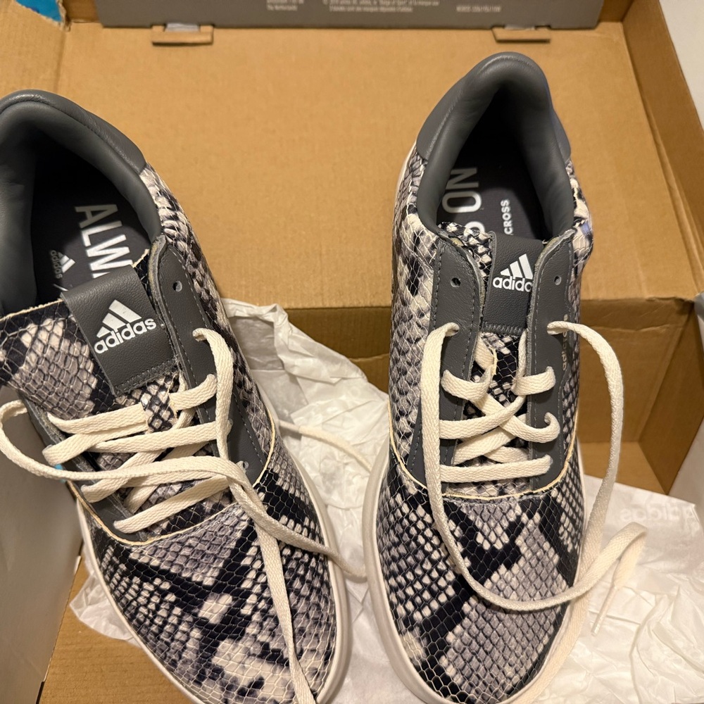 adidas Gray and Cream Snake-Pattern Lace-Up Sneakers